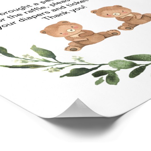 Twin Jungs Teddy Bär Windel-Gewinnspiel-Zeichen Poster (Ecke)