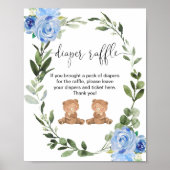 Twin Jungs Teddy Bär Windel-Gewinnspiel-Zeichen Poster (Vorne)