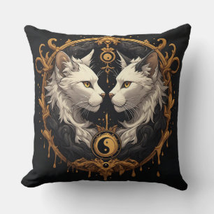 Twin-Katzen-Yin-Yang-Skulptur Kissen