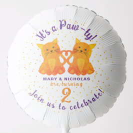 Twin Kittens White Orange Sibilings Cartoon Ballon