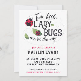 Twin Ladybug Babydusche Einladung