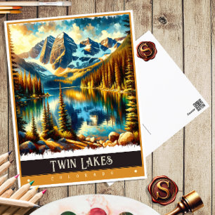 Twin Lakes, Colorado Alte Malerei Postkarte