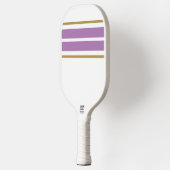 Twin Lavender Top Edge Racing Streifen auf weiß Pickleball Schläger (Links)