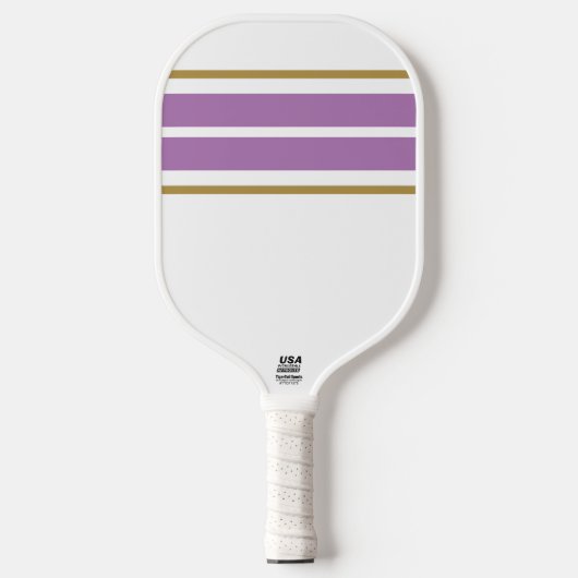 Twin Lavender Top Edge Racing Streifen auf weiß Pickleball Schläger (Vorderseite)