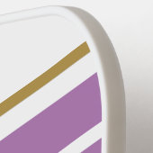 Twin Lavender Top Edge Racing Streifen auf weiß Pickleball Schläger (Linke Seite)