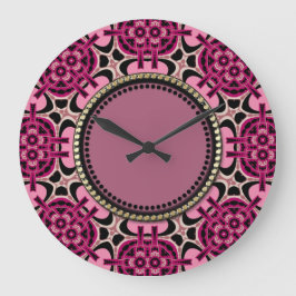 Twin Lights Hot Pink Geometric Art Wall Clock Große Wanduhr