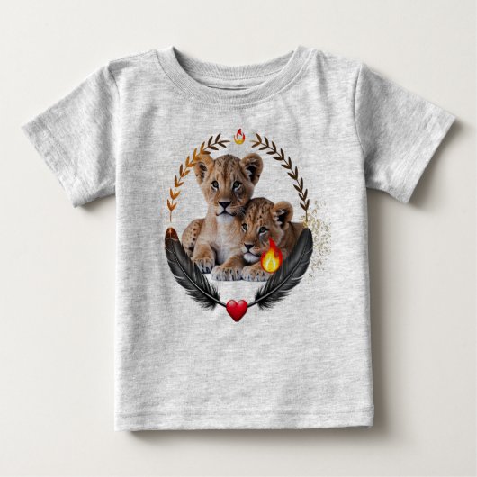 Twin Lion Cubs Baby Fine Jersey T-Shirt (Vorderseite)