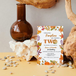 Twin Litlle Pumpkin wird zwei 2. Geburtstag Einladung