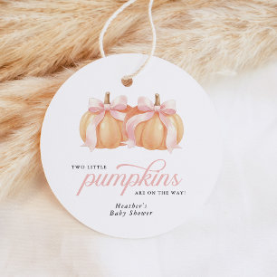 Twin Little Pumpkins Baby Shower Geschenkanhänger