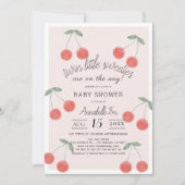 Twin Little Sweeties Cherries Pink Baby Dusche Einladung (Vorderseite)