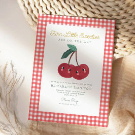 Twin Little Sweeties Cherry Berry Baby Shower Einladung