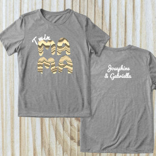 Twin Mama Custom Kids Names Retro Niedlich Typogra Tri-Blend Shirt