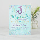 Twin Mermaid Baby Dusche Einladung Sprinkle (Stehend Vorderseite)