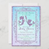 TWIN Mermaid unter der Sea Baby Shower Einladung (Vorderseite)