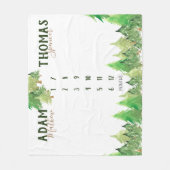 Twin Milestone Woodland Baby Growth Tracker no-bg Fleecedecke (Vorderseite)