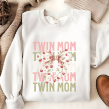 Twin Mom Sweshirt, Coquette Bogen Shirt, Babygesch