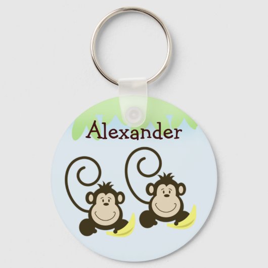 TWIN MONKEYS ALBERN MONKEY Vor- oder Nachname Tag Schlüsselanhänger (Vorderseite)
