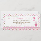 Twin Monkeys & Ice Cream Einladung (Rückseite)