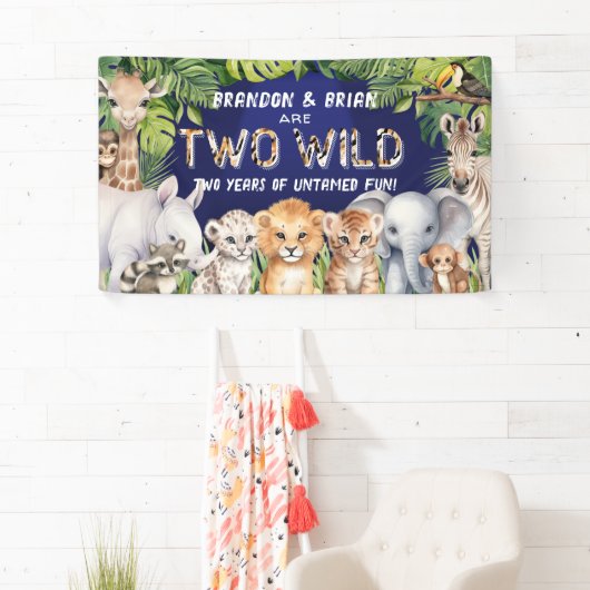 Twin Navy Blue Two Wild Safari Thema Hintergrund Banner (Insitu)