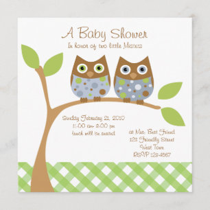 Twin Owl Baby Dusche Einladung