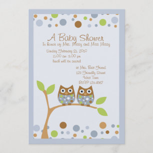 Twin Owl Baby Dusche Einladung