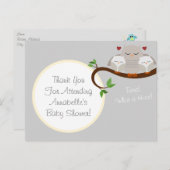Twin Owls Baby Dusche Danke Postcard Postkarte (Vorne/Hinten)