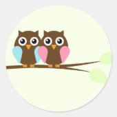 Twin Owls Baby Shower Stickers (Vorderseite)
