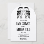 Twin Owls Niedlich BABY SHOWER CUSTOM Arched Kraft Einladung (Vorderseite)