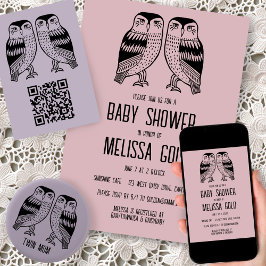 Twin Owls Niedlich Simple Chic BABY SHOWER CUSTOM Einladung