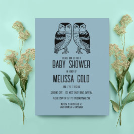 Twin Owls Niedlich Simple Chic BABY SHOWER CUSTOM Einladungspostkarte