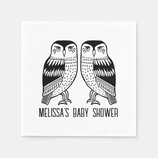 Twin Owls Niedlich Simple Chic CUSTOM Serviette (Vorderseite)