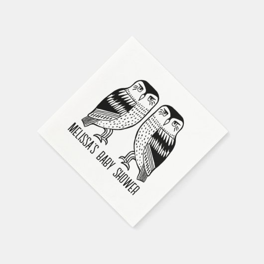 Twin Owls Niedlich Simple Chic CUSTOM Serviette (Ecke)