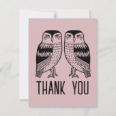 Twin Owls Niedlich Simple Chic CUSTOM Vielen Dank Karte (Vorderseite)