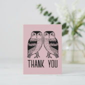 Twin Owls Niedlich Simple Chic CUSTOM Vielen Dank Karte (Stehend Vorderseite)