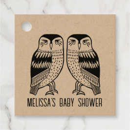 Twin Owls Niedlich Simple Kraft CUSTOM BABY SHOWER Geschenkanhänger