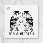 Twin Owls Niedlich Simple Kraft CUSTOM BABY SHOWER Geschenkanhänger (Vorderseite)