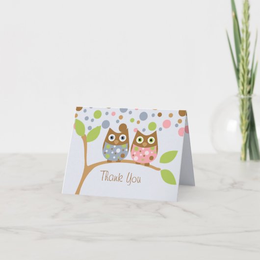 Twin Owls Thank You Note Dankeskarte (Vorderseite)