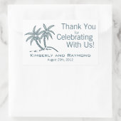 Twin Palm Trees Blue Tropical Rechteckiger Aufkleber (Tasche)