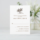 Twin Palm Trees Brown Tropical Beach Hochzeit RSVP Karte (Stehend Vorderseite)
