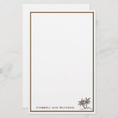 Twin Palm Trees Tropical Brown Personalisiert Briefpapier (Vorne/Hinten)