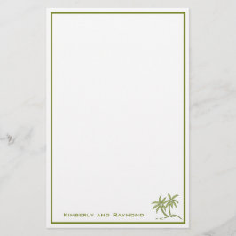 Twin Palm Trees Tropical Green Personalisiert Briefpapier