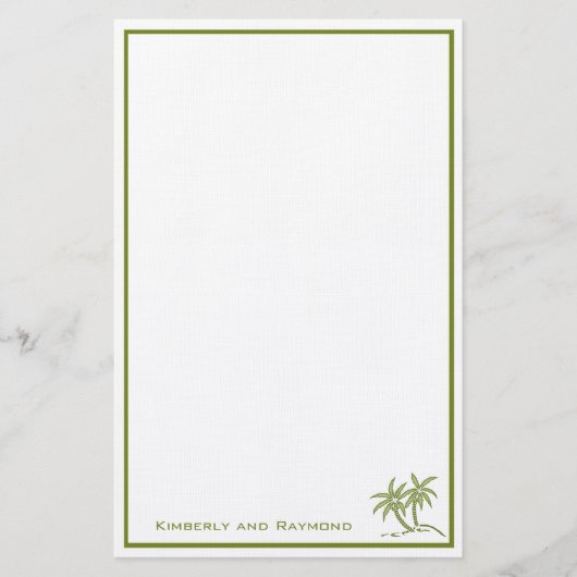 Twin Palm Trees Tropical Green Personalisiert Briefpapier (Vorderseite)