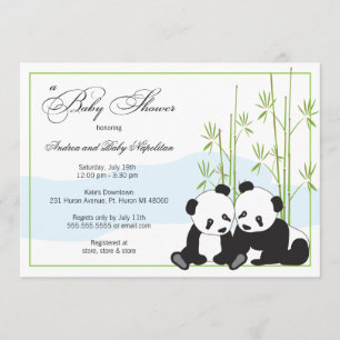Twin Pandas   Einladungen für Babydusche