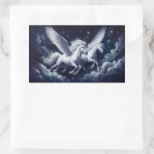 Twin Pegasus Flying durch den nächtlichen Himmel Rechteckiger Aufkleber (Tasche)