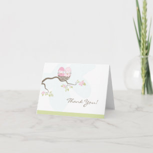 Twin Pink Baby Birds Danke Karte