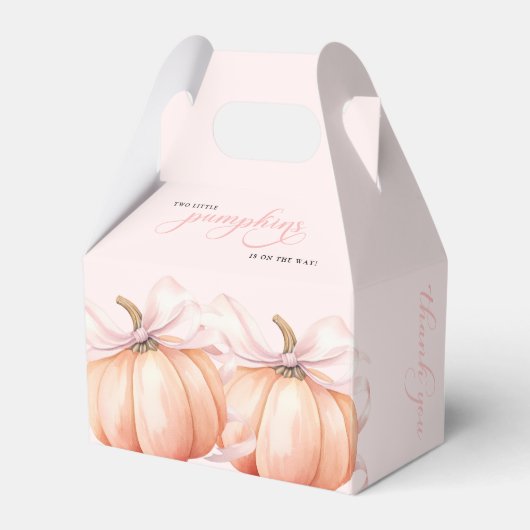 TWIN Pink Bow Pumpkin Baby Shower Favor Box Geschenkschachtel (Vorderseite)