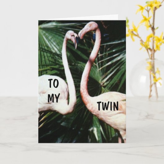 TWIN PINK FAMINGO SPASS BIRTHDAY CARD KARTE (Gelbe Blume)