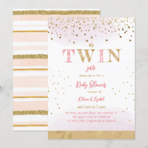 Twin Pink Gold Glitzer Simple Baby Girl Dusche