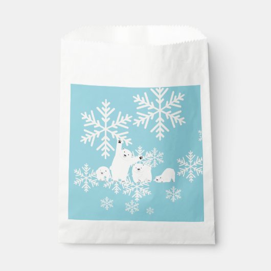 Twin Polar Bears Baby Dusche Geschenktütchen (Vorderseite)