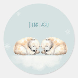 Twin Polar Bears Double Snuggles Baby Shower Runder Aufkleber